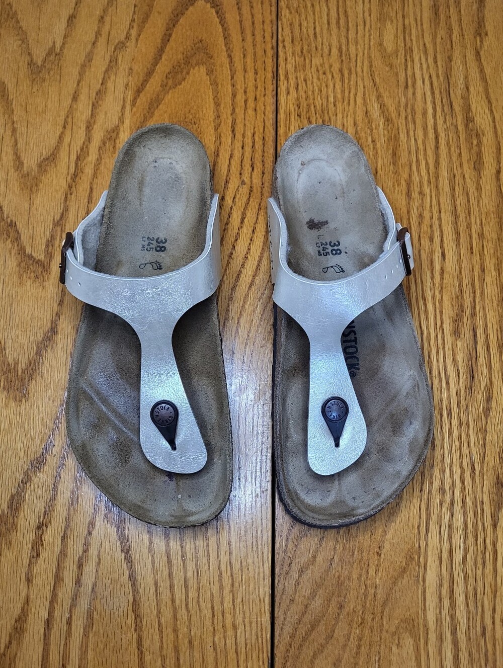 ✨️Birkenstock Pearl White Gizeh Sandals sz 38